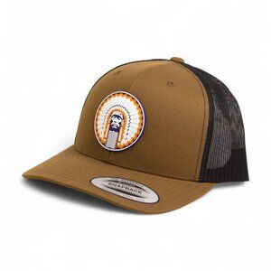Illinois Fighting Illini Chief Illiniwek YP Snapback Hat- Coyote/ Black